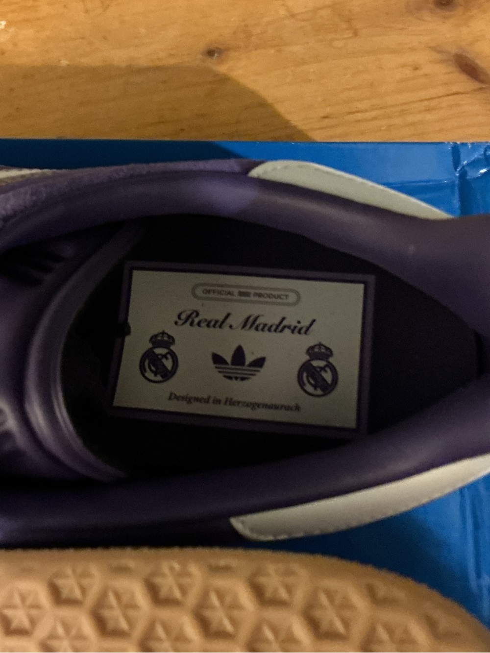 adidas Men’s Purple Suede Sneakers with White Stripes JS3041 Madrid indoor shoe. - Picture 6 of 9